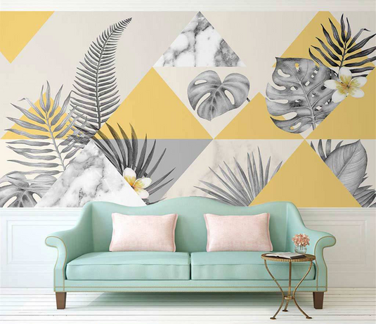 Geometric Yellows Wallpaper Murals-GraffitiWallArt