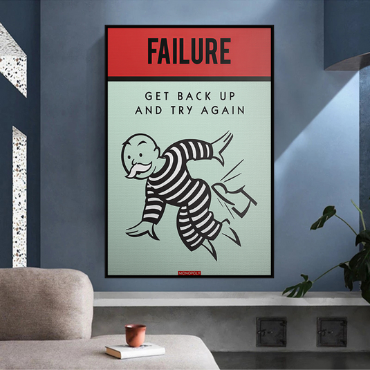 Get Back Up and Try - Monopoly Canvas Wall Art-GraffitiWallArt