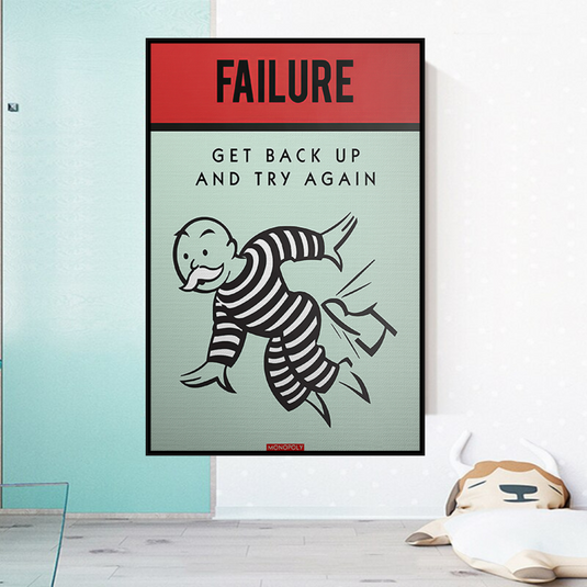 Get Back Up and Try - Monopoly Canvas Wall Art-GraffitiWallArt