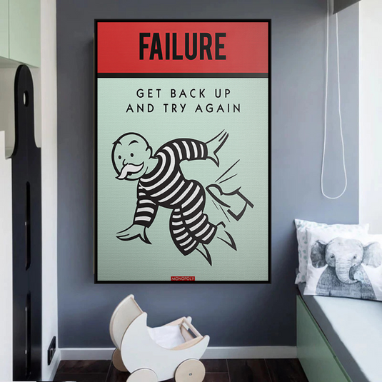 Get Back Up and Try - Monopoly Canvas Wall Art-GraffitiWallArt