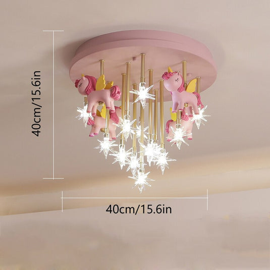 Girls Merry Go Roond Horses Ceiling Light | Kids Room Decor Lights-GraffitiWallArt