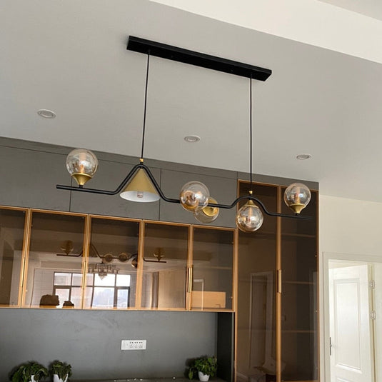 Glass Ball Chandelier: Elegant Lighting for Kitchen-GraffitiWallArt