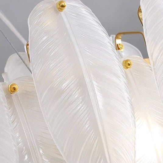 Glass Feather Chandelier: Elegant Lighting Fixture-GraffitiWallArt