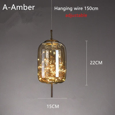 Glass Net Long Line Pendant Chandelier Lights-GraffitiWallArt