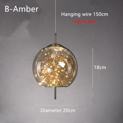 Glass Net Long Line Pendant Chandelier Lights-GraffitiWallArt