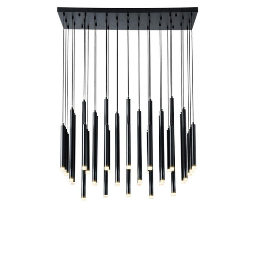 Gold and Black Long Tubes LED Chandelier Light-GraffitiWallArt