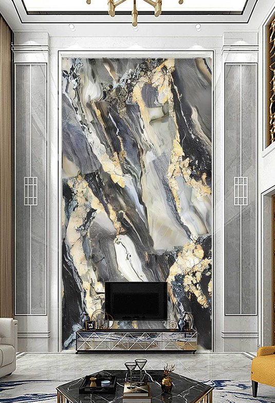 Gold & Black Stone Design - Marble Wallpaper Murals-GraffitiWallArt