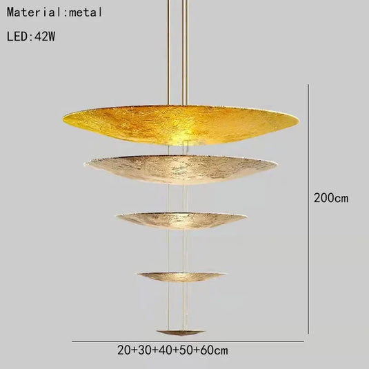 Gold Foil Brushed Nickel Lobby Chandelier-GraffitiWallArt