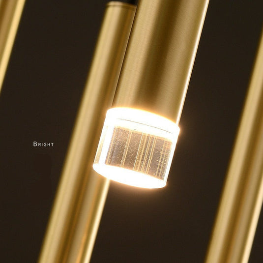 Gold Tubes LED Minimalistic Chandelier - Electroplated-GraffitiWallArt