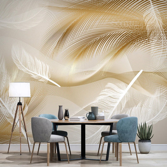 Golden Leaves Wallpaper Mural - Transform Your Space-GraffitiWallArt