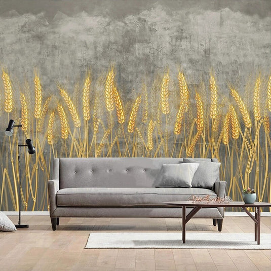 Golden Wheat Field Wallpaper for Home Wall Decor-GraffitiWallArt