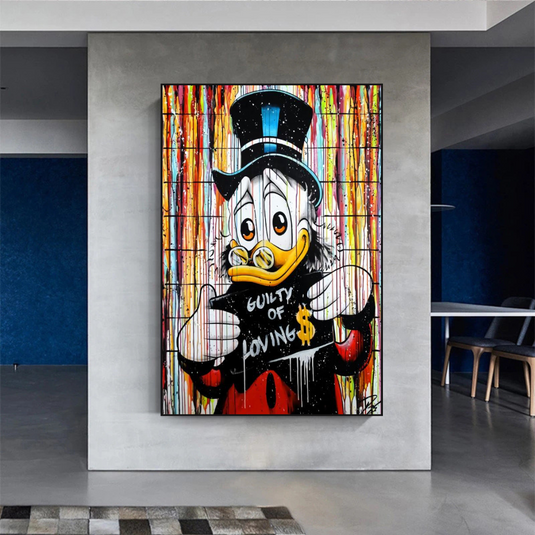 Graffiti Art Scrooge Donald Duck Guilty of Love Canvas Wall Art-GraffitiWallArt