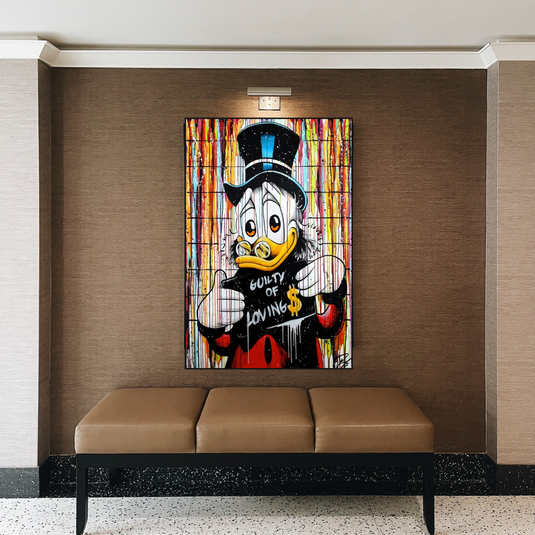 Graffiti Art Scrooge Donald Duck Guilty of Love Canvas Wall Art-GraffitiWallArt