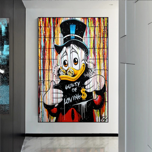 Graffiti Art Scrooge Donald Duck Guilty of Love Canvas Wall Art-GraffitiWallArt