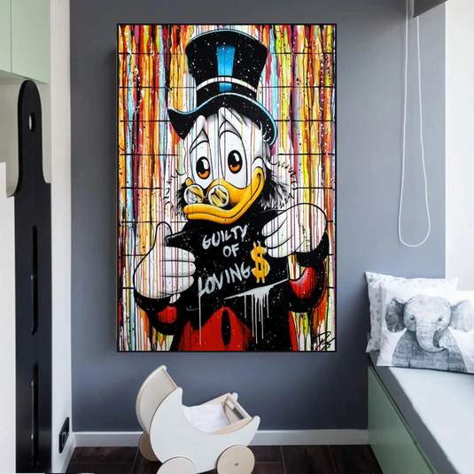 Graffiti Art Scrooge Donald Duck Guilty of Love Canvas Wall Art-GraffitiWallArt