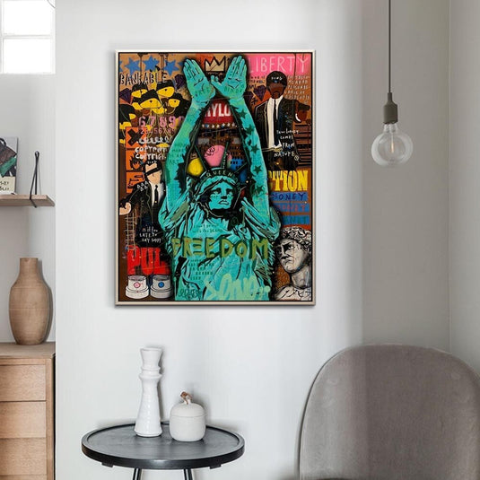 Graffiti Art Sculpture Statue Of Liberty Canvas Wall Art-GraffitiWallArt