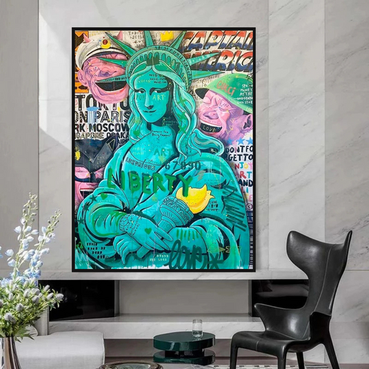 Graffiti Art Sculpture Statue Of Liberty Canvas Wall Art-GraffitiWallArt