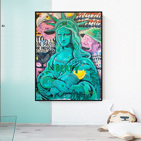 Graffiti Art Sculpture Statue Of Liberty Canvas Wall Art-GraffitiWallArt