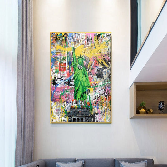 Graffiti Art Statue of Liberty Canvas Painting Abstract Posters and Prints Wall Art Picture for Living Room Home Decor Cuadros-GraffitiWallArt