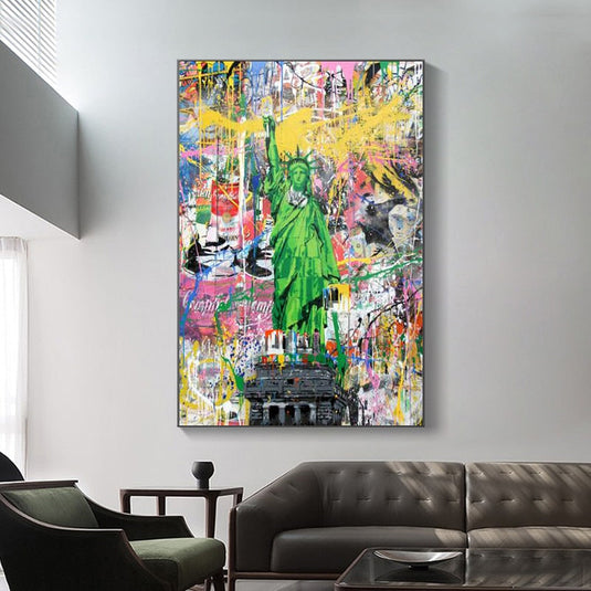 Graffiti Art Statue of Liberty Canvas Painting Abstract Posters and Prints Wall Art Picture for Living Room Home Decor Cuadros-GraffitiWallArt