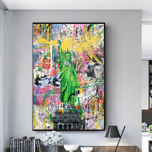 Graffiti Art Statue of Liberty Canvas Painting Abstract Posters and Prints Wall Art Picture for Living Room Home Decor Cuadros-GraffitiWallArt