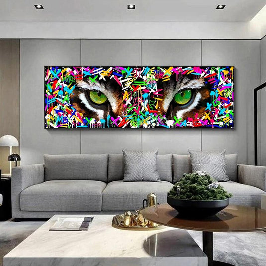 Graffiti Art Tiger's eye Canvas Wall Art-GraffitiWallArt