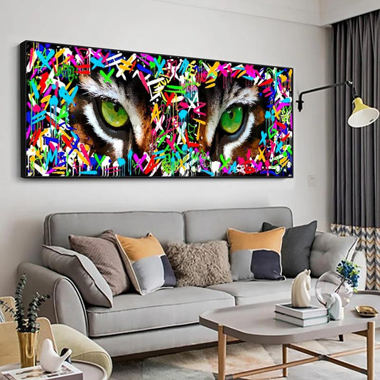 Graffiti Art Tiger's eye Canvas Wall Art-GraffitiWallArt