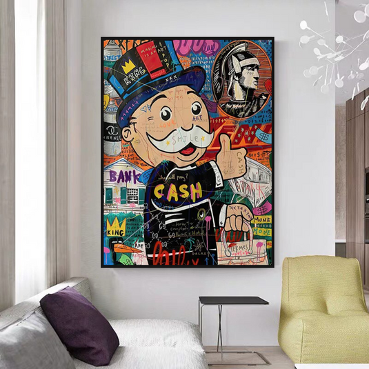 Graffiti Artwork Monopoly Rich Man Canvas Wall Art-GraffitiWallArt