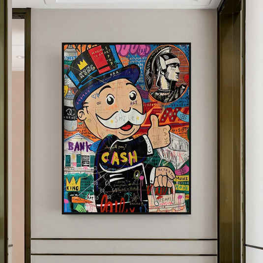 Graffiti Artwork Monopoly Rich Man Canvas Wall Art-GraffitiWallArt