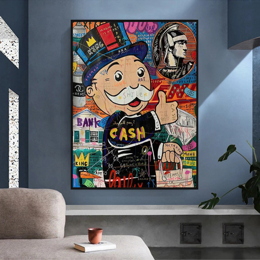 Graffiti Artwork Monopoly Rich Man Canvas Wall Art-GraffitiWallArt