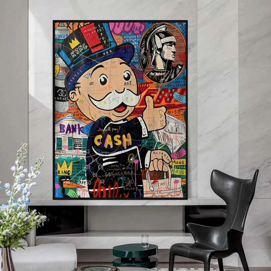 Graffiti Artwork Monopoly Rich Man Canvas Wall Art-GraffitiWallArt