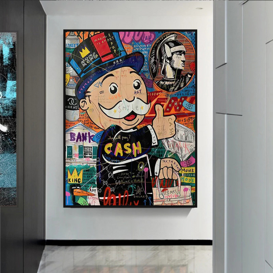 Graffiti Artwork Monopoly Rich Man Canvas Wall Art-GraffitiWallArt