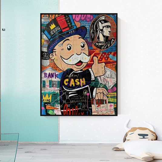 Graffiti Artwork Monopoly Rich Man Canvas Wall Art-GraffitiWallArt