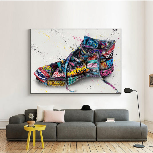 Graffiti Artwork Sneakers Canvas Wall Art-GraffitiWallArt