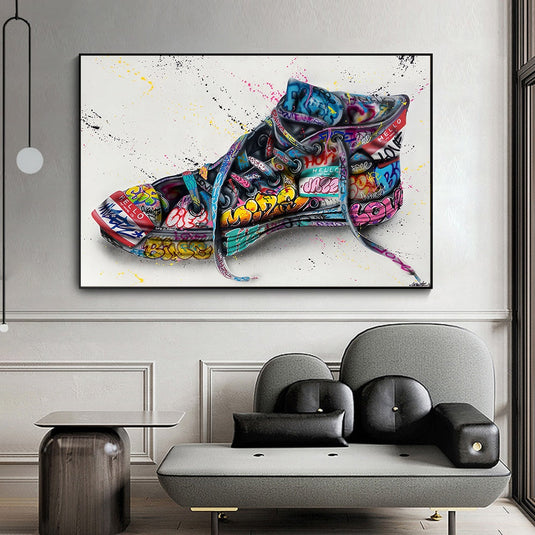 Graffiti Artwork Sneakers Canvas Wall Art-GraffitiWallArt