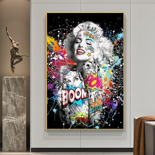 Graffiti Sexy Girl Canvas Wall Art-GraffitiWallArt