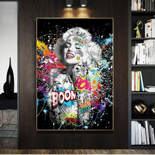 Graffiti Sexy Girl Canvas Wall Art-GraffitiWallArt