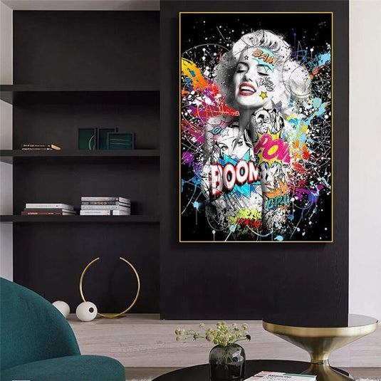 Graffiti Sexy Girl Canvas Wall Art-GraffitiWallArt