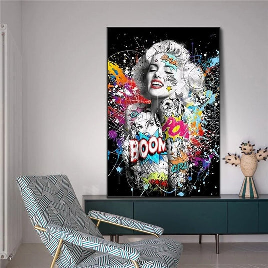 Graffiti Sexy Girl Canvas Wall Art-GraffitiWallArt