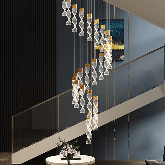 Grand Twirl Staircase Chandelier: Premium Lighting Solution-GraffitiWallArt