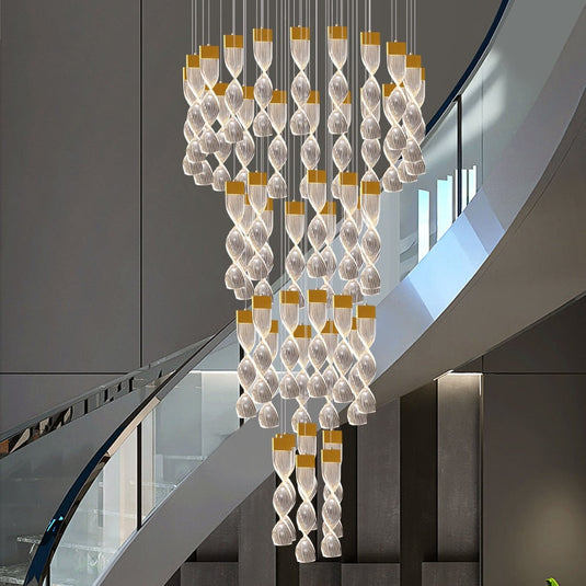 Grand Twirl Staircase Chandelier: Premium Lighting Solution-GraffitiWallArt