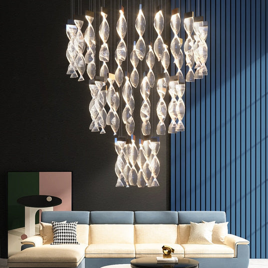 Grand Twirl Staircase Chandelier: Premium Lighting Solution-GraffitiWallArt