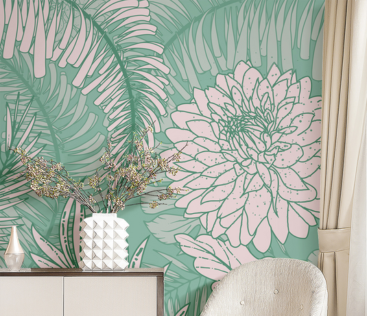 Green Blossom Flowers Wallpaper Murals - Stunning Wall Decor-GraffitiWallArt