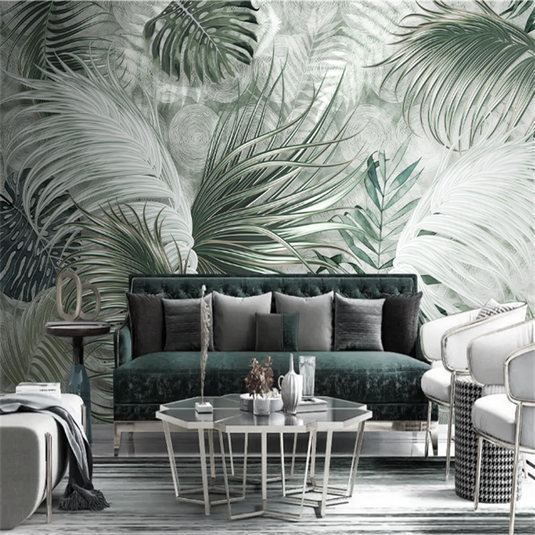 Green Haven Living Room Wall Mural-GraffitiWallArt