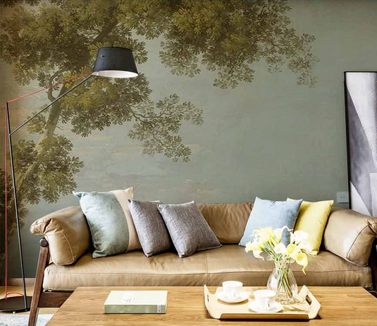 Green in Morning Shadow – Tree Wallpaper Murals-GraffitiWallArt