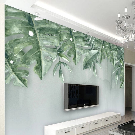 Green Leaf Wallpaper for Home Wall Decor-GraffitiWallArt