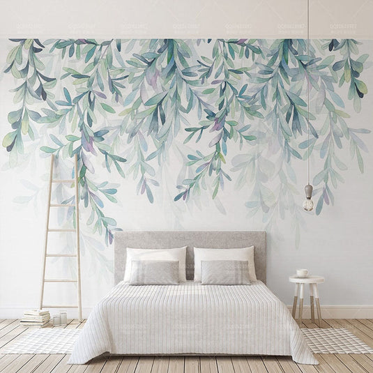 Green Leaves Wallpaper for Home Wall Decor-GraffitiWallArt