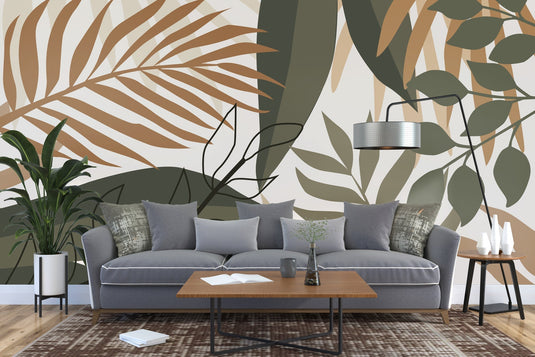 Green Leaves Wallpaper Mural - Transform Your Space-GraffitiWallArt