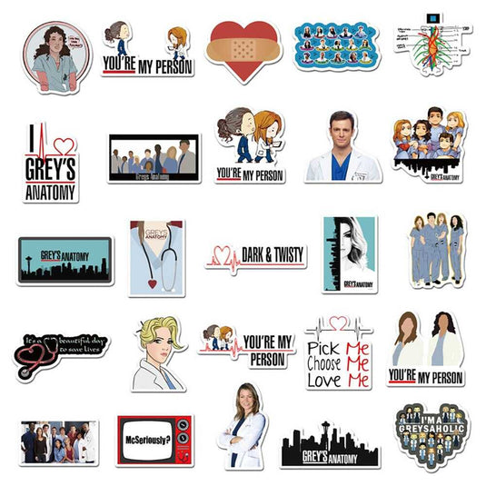 Grey Anatomy TV Series Stickers Pack - Famous Waterproof Bundle-GraffitiWallArt