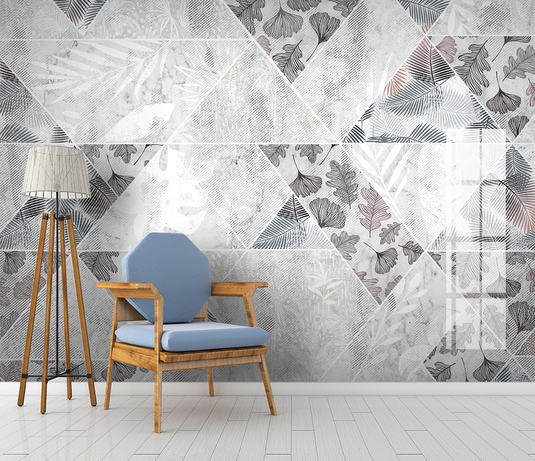 Grey Geometric Pattern Wallpaper Murals-GraffitiWallArt